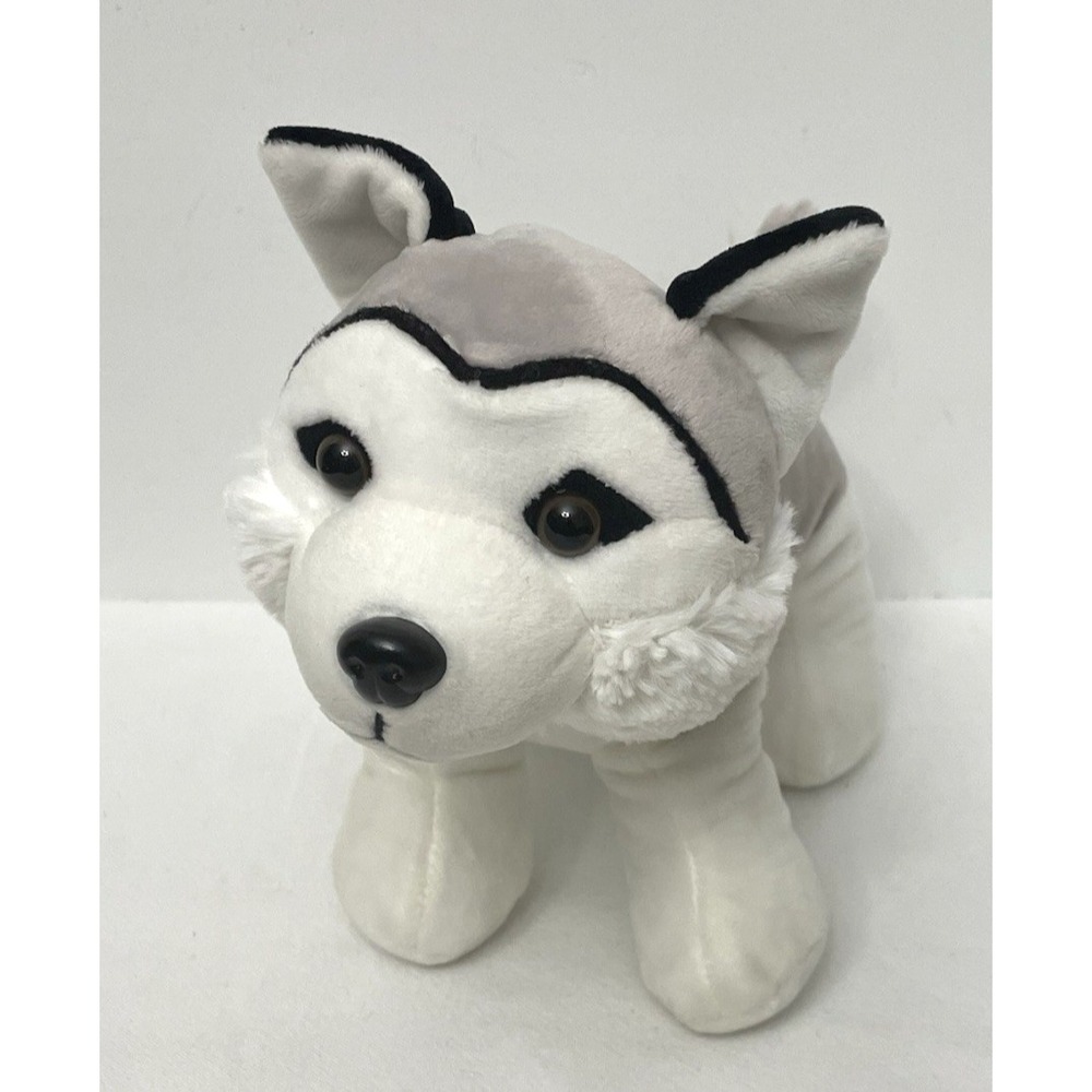 Fun Stuff Siberian Husky Wolf Dog Plush Stuffed Animal Toy Gray White 10" L